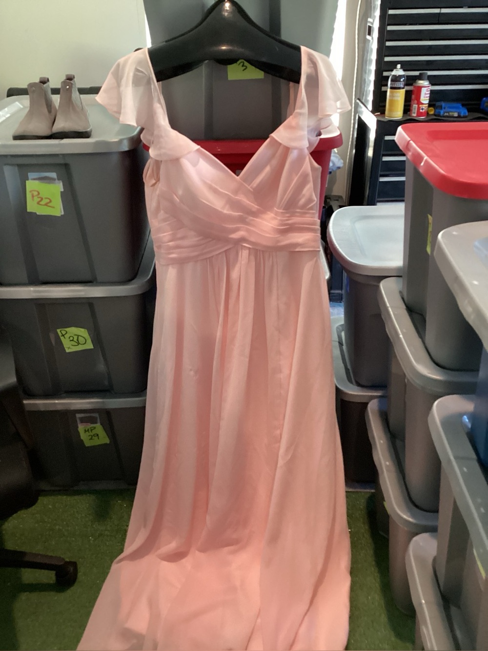 ' Pink Chiffon Ruffle Sleeve Dress - Picture 4 of 4
